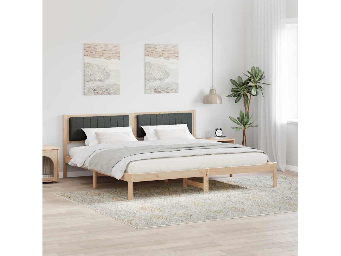 Vidaxl Estrutura Da Cama Com Cabeceira Cinza Escuro 200 X 200 Cm