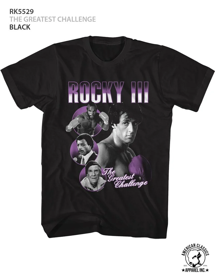 Rockinstone Rocky Movie The Greatest Challenge Black Adult T-shirt Size:xxxl