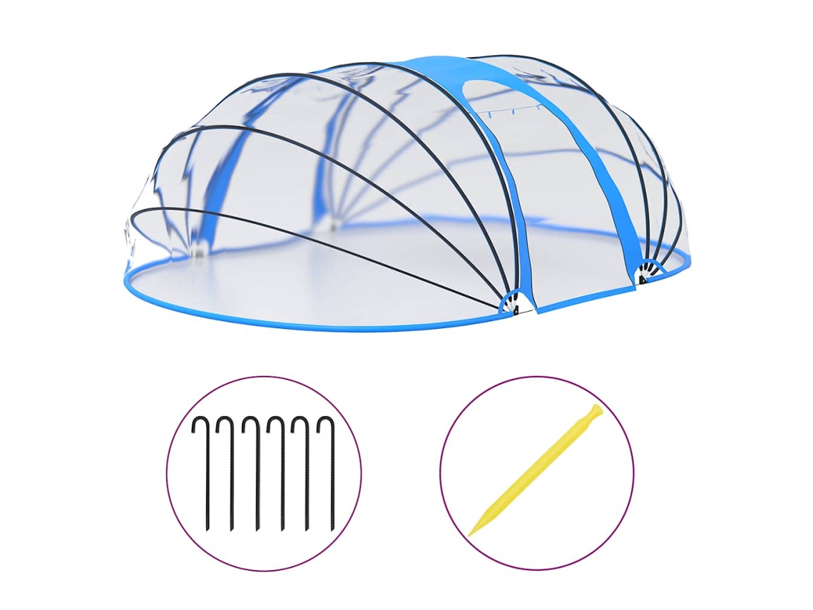 Cúpula de piscina VIDAXL Azul PVC (530 x 410 x 205 cm)