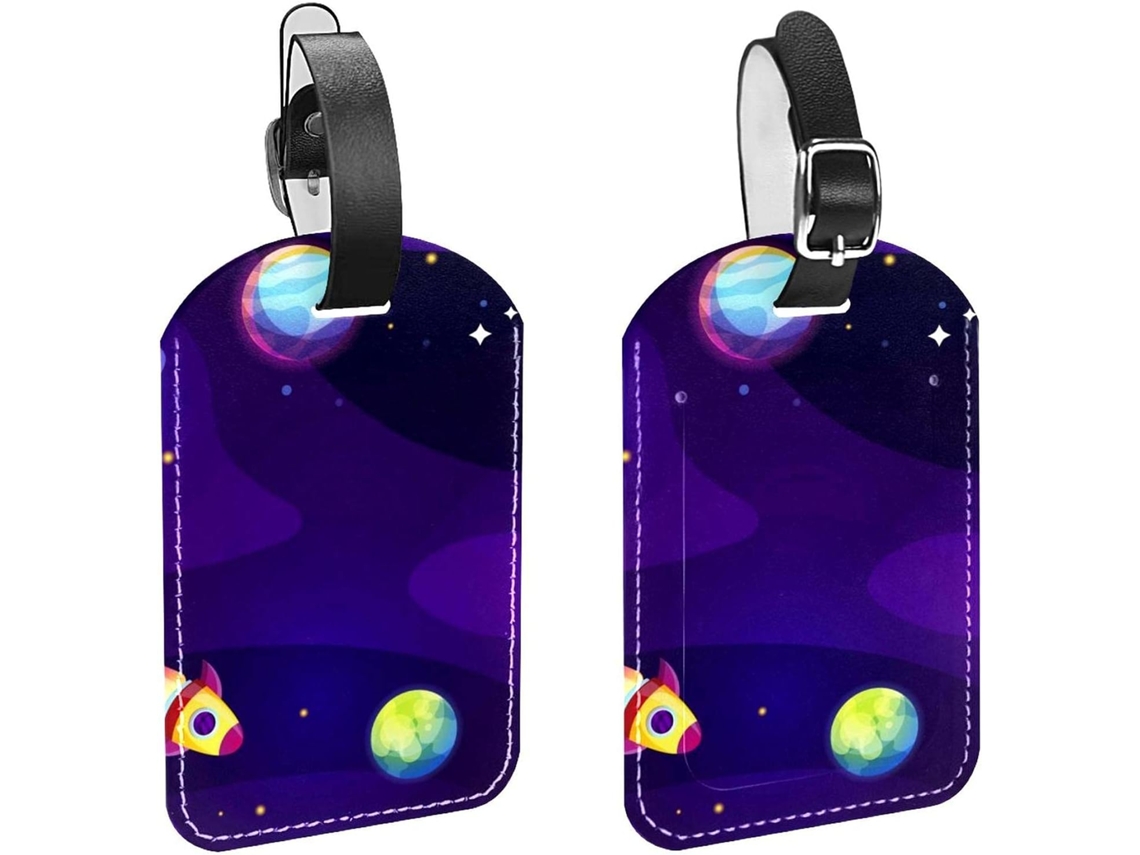 Conjunto De 2 Etiquetas Identificação Bagagem Com Tema Espacial E Galáxias Evitar A Perda Malas Bagagens