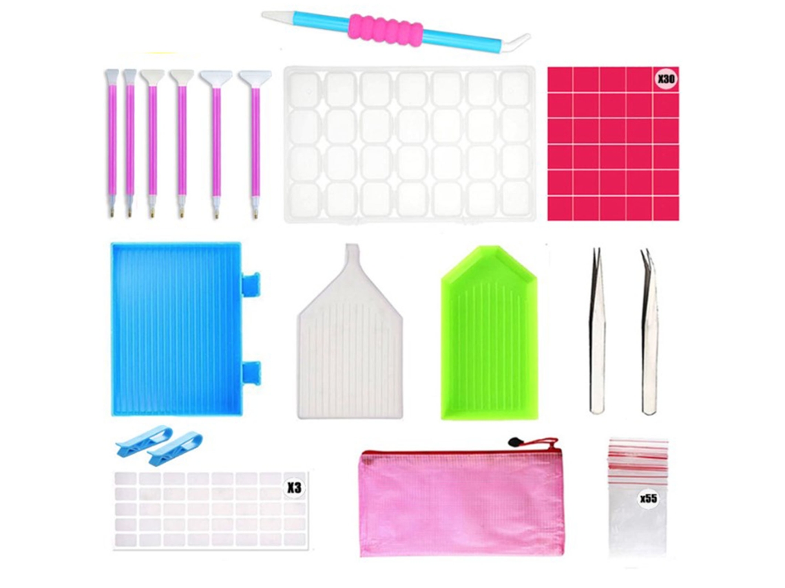 Conjunto de 105 Peças de Ferramentas para Artesanato com Strass, Incluindo Ferramentas para Pintura com Strass e para Fabricação de Joias. AQUAFORGE