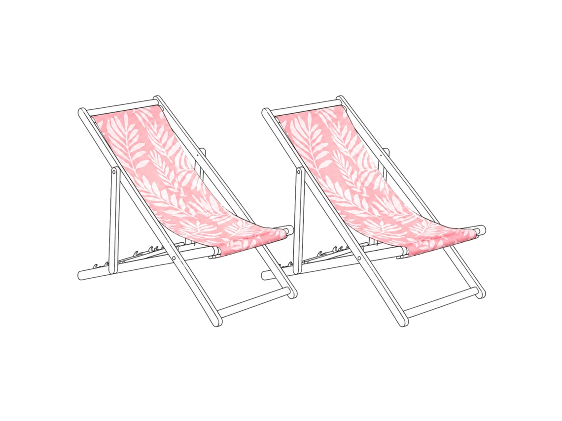 Conjunto De 2 Lonas De Substituição Para Espreguiçadeira Beliani Anzio/avellino De Poliéster Rosa 44x113x1