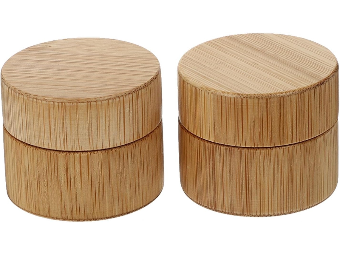 Conjunto De 2 Potes De Creme De Bambu Recarregáveis