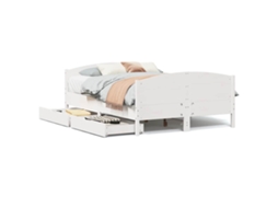 Bed Frame, Bed Frames Vidaxl Branco Madeira De Pinho (150 X 200 Cm)