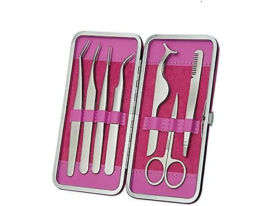 Kit De Pinças Profissionais Para Sobrancelhas E Cílios Falsos 7 Peças Aço Inoxidável
