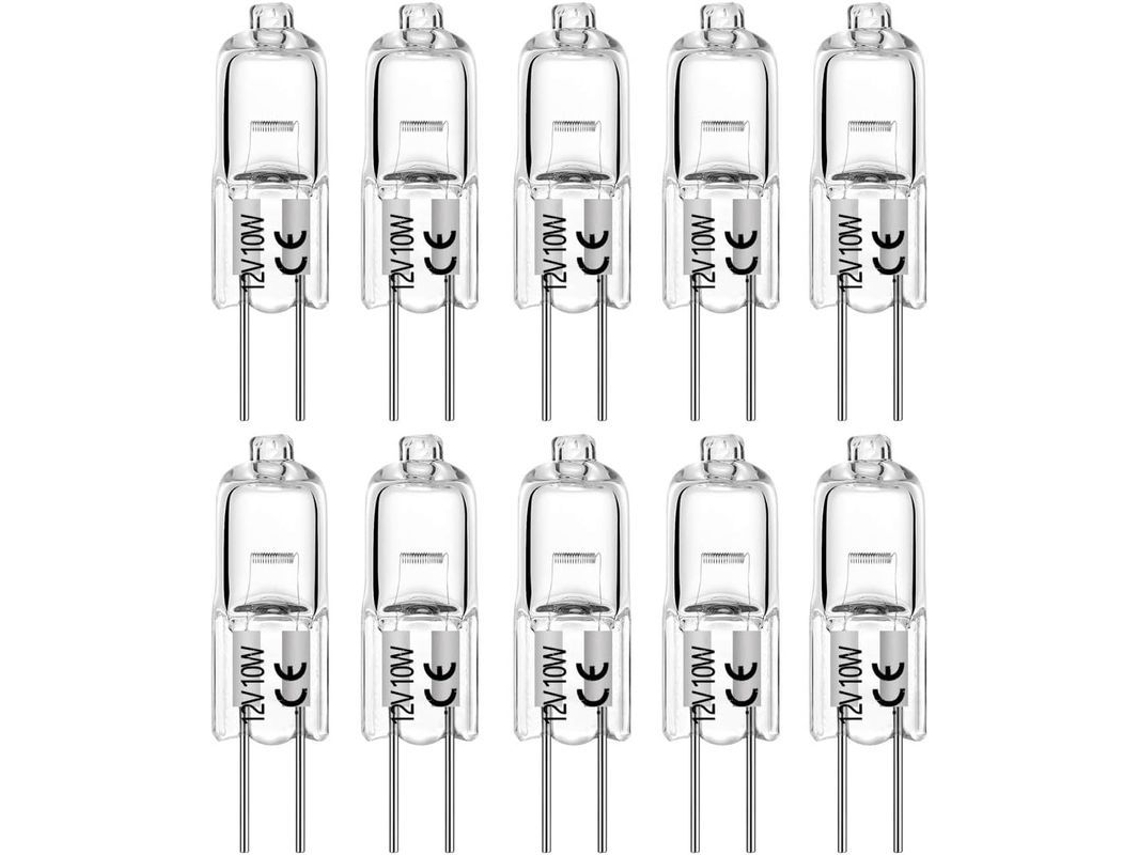 Lâmpadas Halógenas G4 10w 12v, ajustáveis, para iluminação paisagística, armário, classe energética C, 10un | S/MARCA