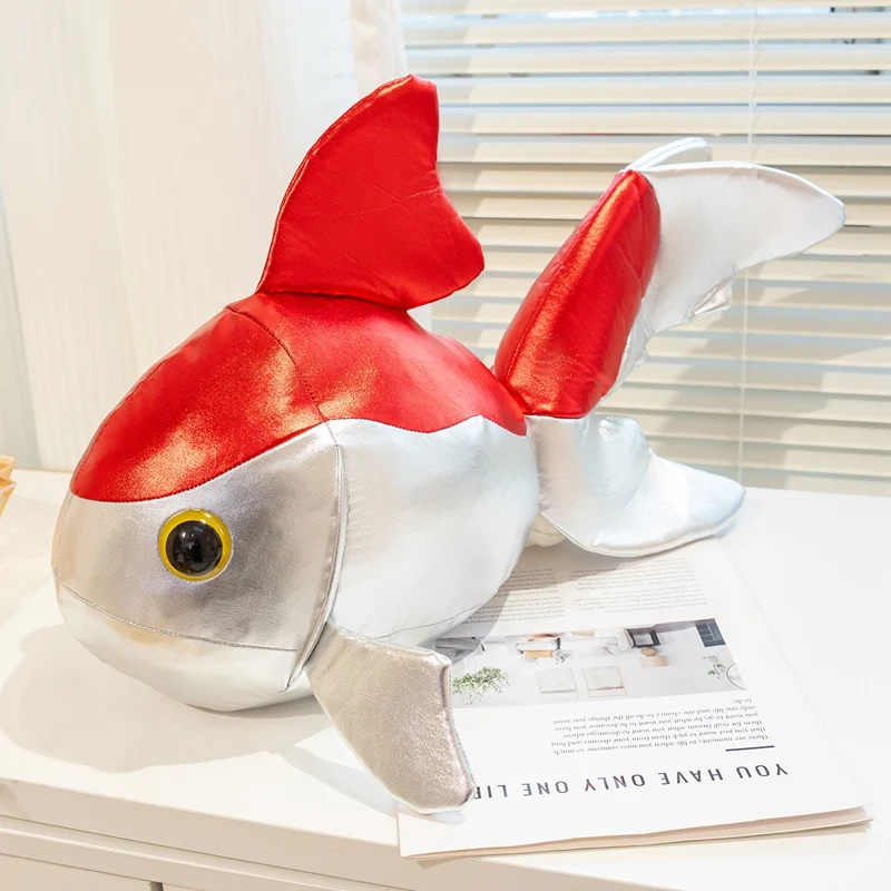 (peixinho-prateado Aprox. 40cm) Pelúcia Peixe Dourado Koi Da Sorte, Boneco De Peixe De Desenho Animado Em Couro Pu Macio