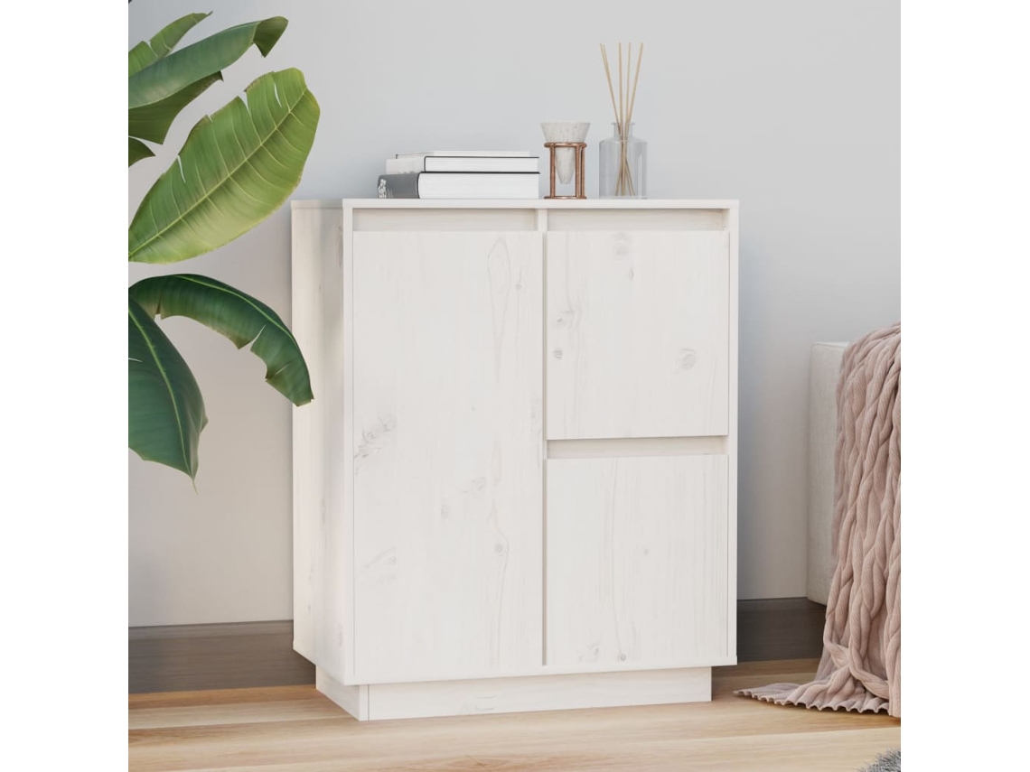Vidaxl Aparador 60x34x75 Cm Madeira De Pinho Maciça Branco