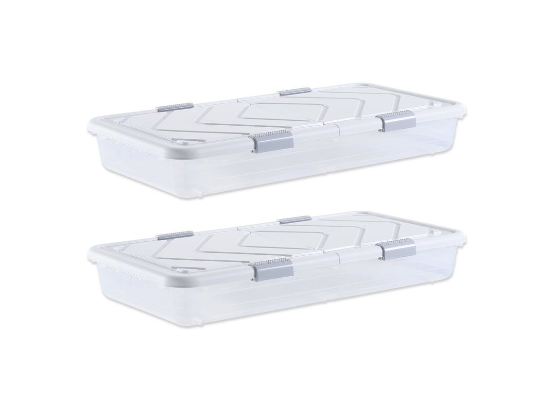 Vevor Pacote com 2 caixas de armazenamento de plástico para debaixo da cama, 101 x 51 x 15 cm