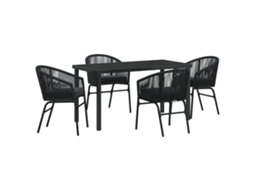 Conjunto 5 De Jantar De Jardim De Vidaxl Em Rattan Preto