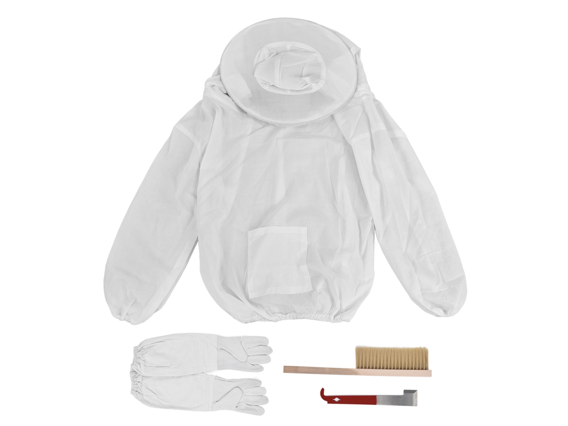 Conjunto de 4 Ferramentas para Apicultura Traje Luvas Raspador Pincel S/MARCA