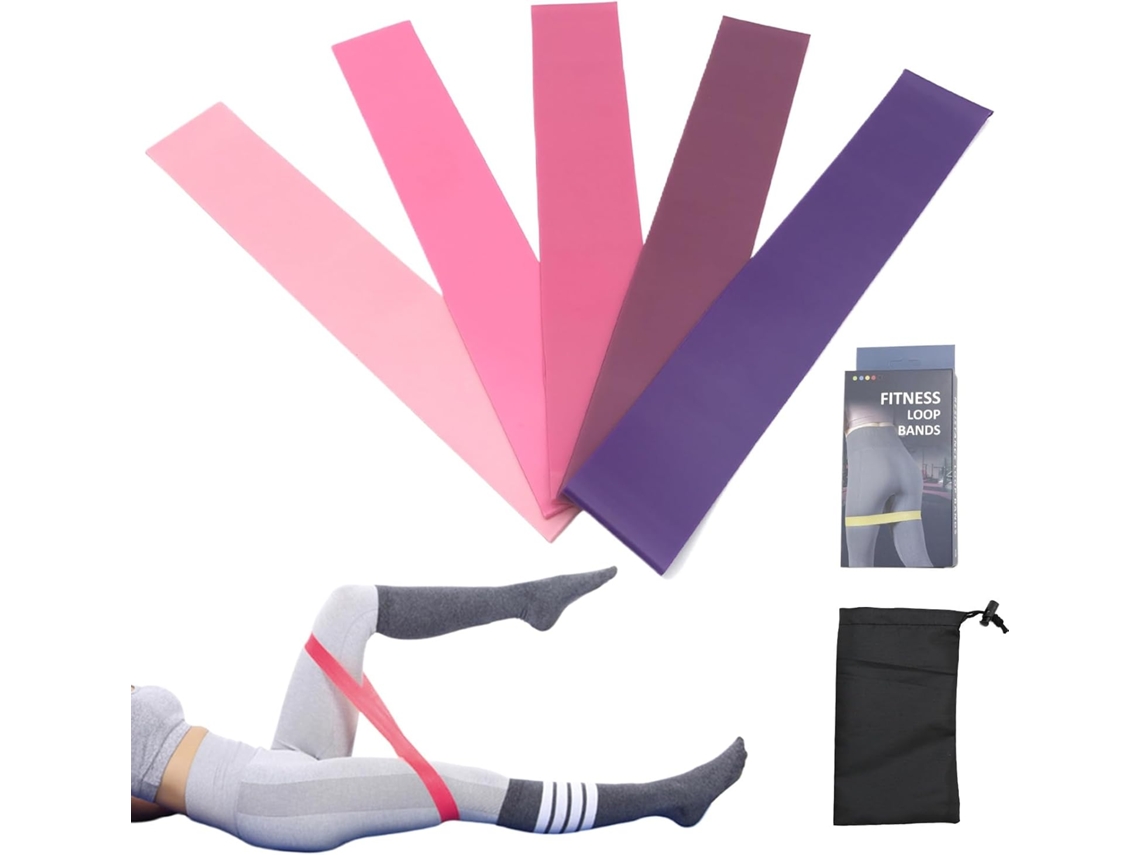 Conjunto De 5-faixas Elásticas Resistência Para Yoga | Faixa Elástica Alongamento, Ideal Treinos Em Casa