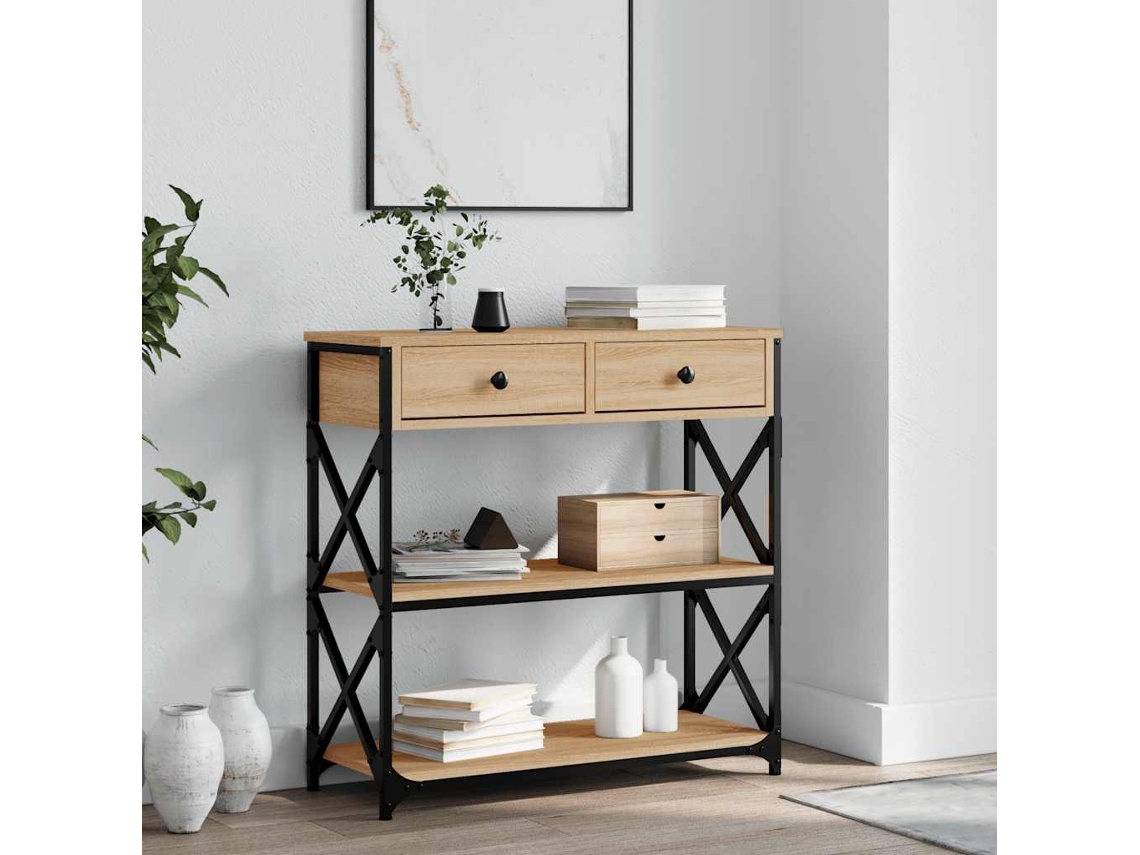 Vidaxl Mesa Consola 75x28x75 Cm Derivados De Madeira Carvalho Sonoma