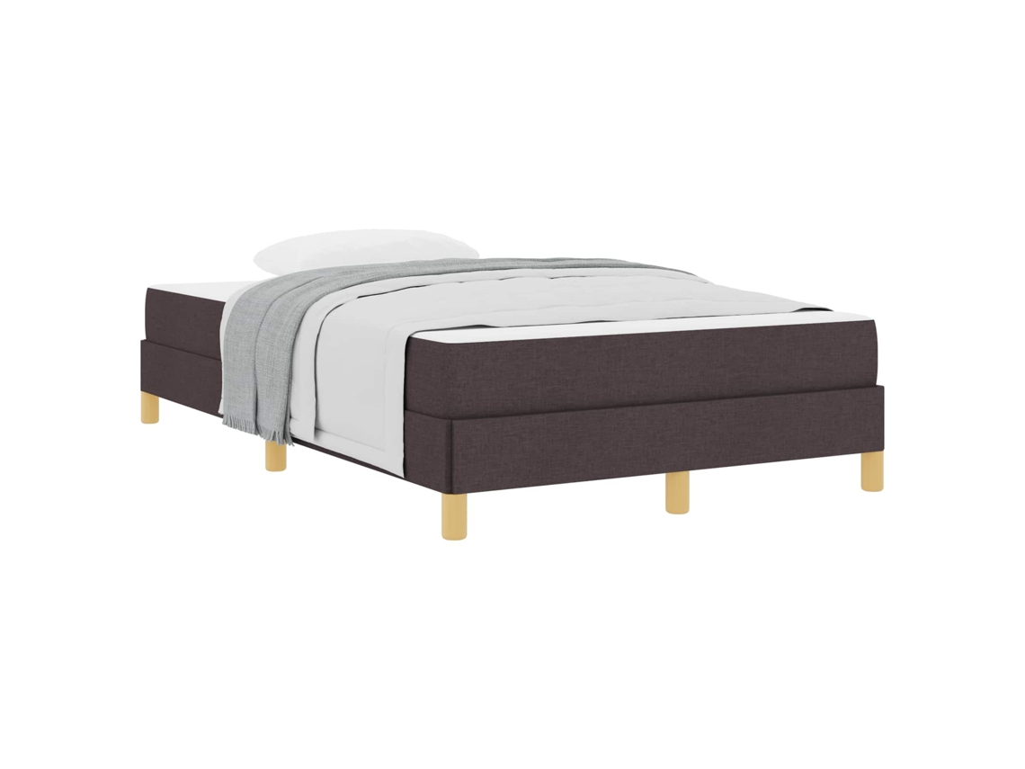 Cama De Casal | Camas Para Quarto | Cama Box Com Colchão Marrom Escuro 120 X 200 Cm Tecido