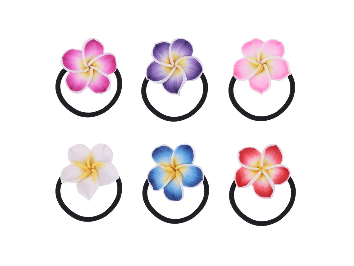 Pcs Plumeria Laços de Cabelo Macio Anel de Cabelo Flor Corda de Cabelo Preto Faixa de Borracha Flor Faixas de Cabelo para Meninas JEDBESETZT