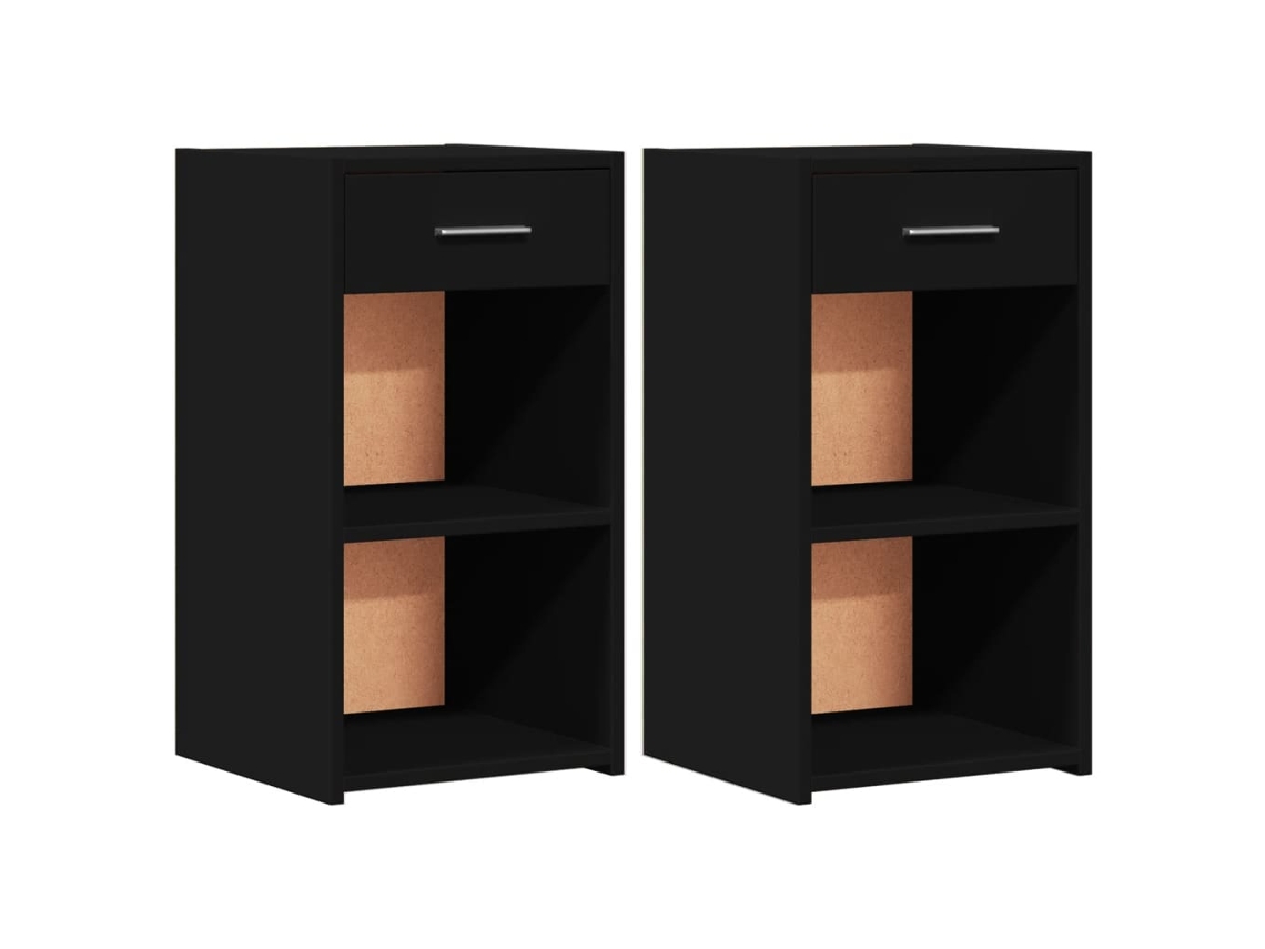 Bedside Cabinet, Bedside Cabinets Vidaxl Preto Madeira Processada (n/a)