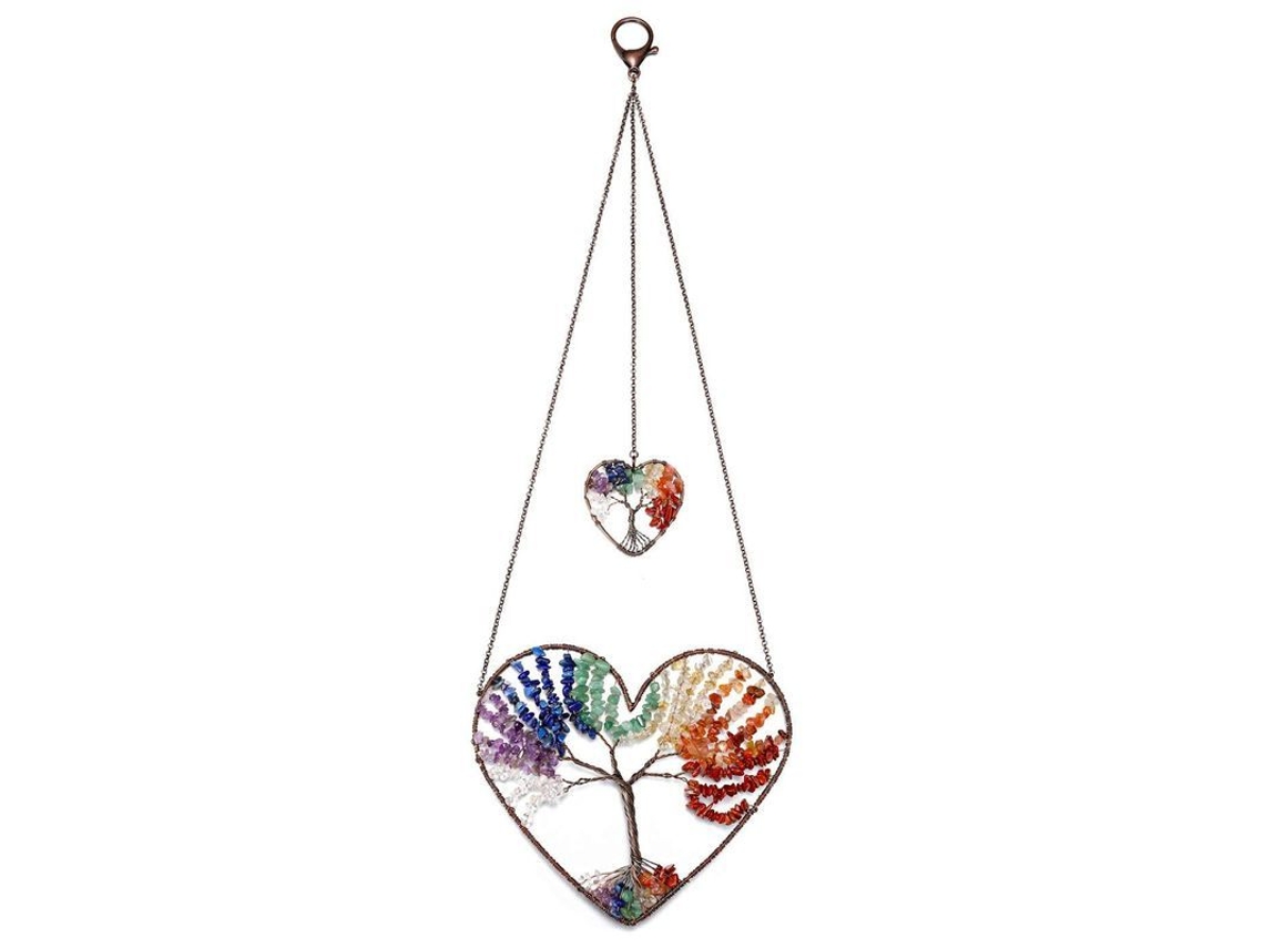 Cazador De Sonhos 7 Chakras Árvore Da Vida Coração Decoração De Parede Para Casa Quarto