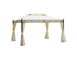 Gazebo de Jardim 4x3m, Estrutura de Aço, Telhado Duplo Anti uv, Creme (400x300x280 Cm)
