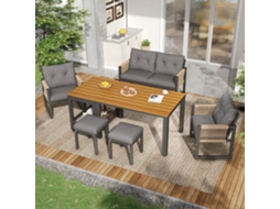 Sofá Moderno Exterior Ferro Vime Almofadas Mesa Multifuncional VELTRIX