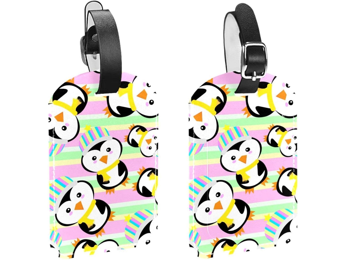 Conjunto De 2 Etiquetas Bagagem Viagem Com Tema Pinguim Bolsas, Malas, Sacolas E Malas Com Alças De Segurança