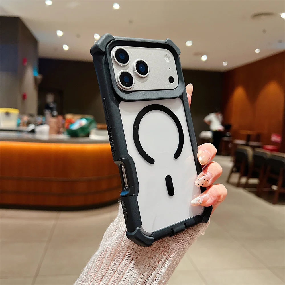 (iphone Air, Preto) Capa Protetora Magnética Transparente E Resistente A Impactos Para Iphone, Compatível Com Magsafe.