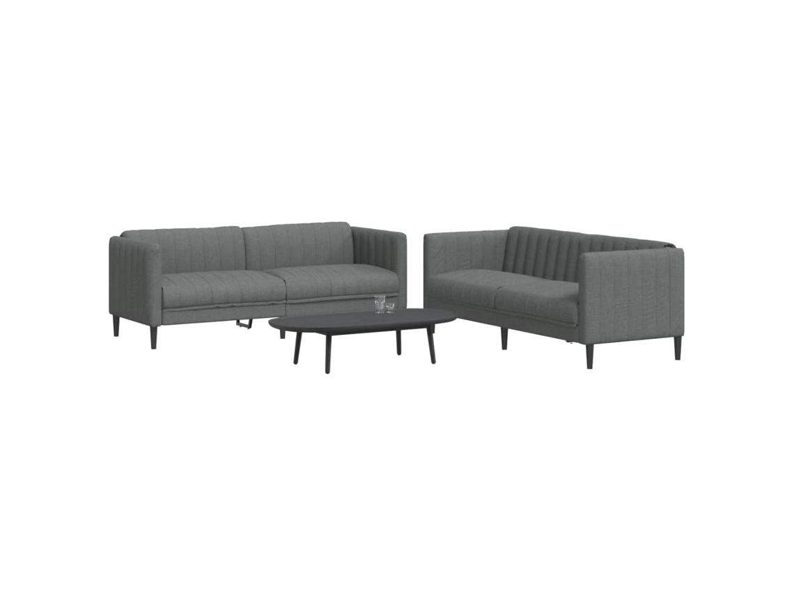 Vidaxl 2 Pcs Conjunto De Sofás Tecido Cinzento-escuro