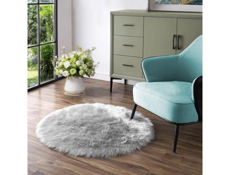 Tapete Redondo Branco De Pele De Carneiro Sintética, 150 Cm, Fofo E Lavável, Ideal Para Decorar Um Quarto, Dormitório Ou Sala De Estar.