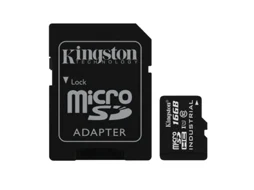 Cartão De Memória Microsd 16gb Adaptador | Velocidade 100mb/s | Classe 10 Uhs I | Full Hd Kingston Sd003 Preto