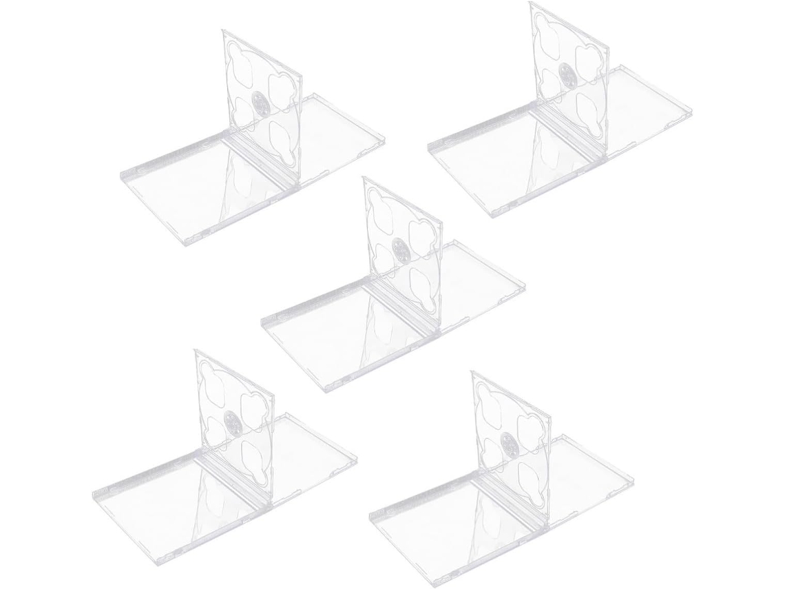 Conjunto De 5 Estojos Transparentes De Plástico Para Cd E Dvd Com Bandeja.