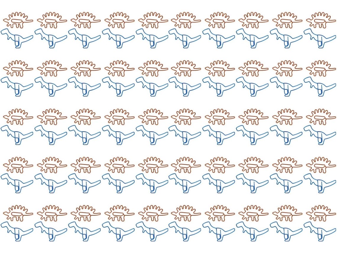Conjunto de 100 clipes de papel exclusivos em formato de dinossauro, leves e portáteis, com revestimento eletroplástico.