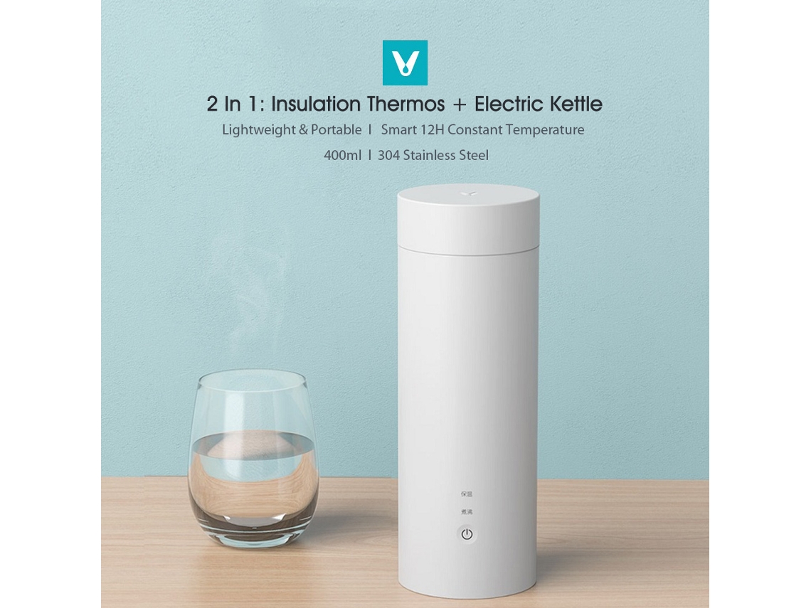 Aetheria viomi Termos Elétrico de Aço Inoxidável 304 400ml Aquecedor Portátil para Chá Café Leite