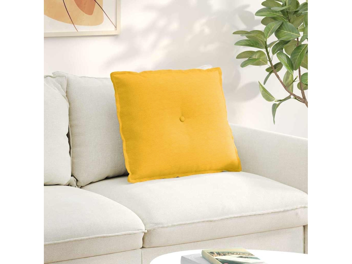 Vidaxl Travesseiro Para Costas Amarelo Claro 60 X 50 Cm