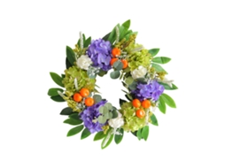 Guirlanda De Hortênsia Laranja Pequena Para Decorar Porta Sala De Estar