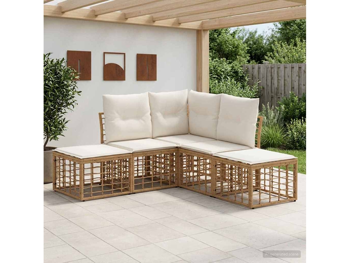 Vidaxl Conjunto De Sofás Para Exterior Natural Poliéster
