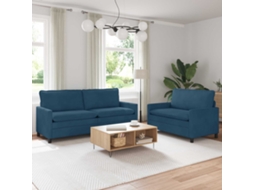Vidaxl Conjunto De Sofás 2 Unid. Azul Veludo
