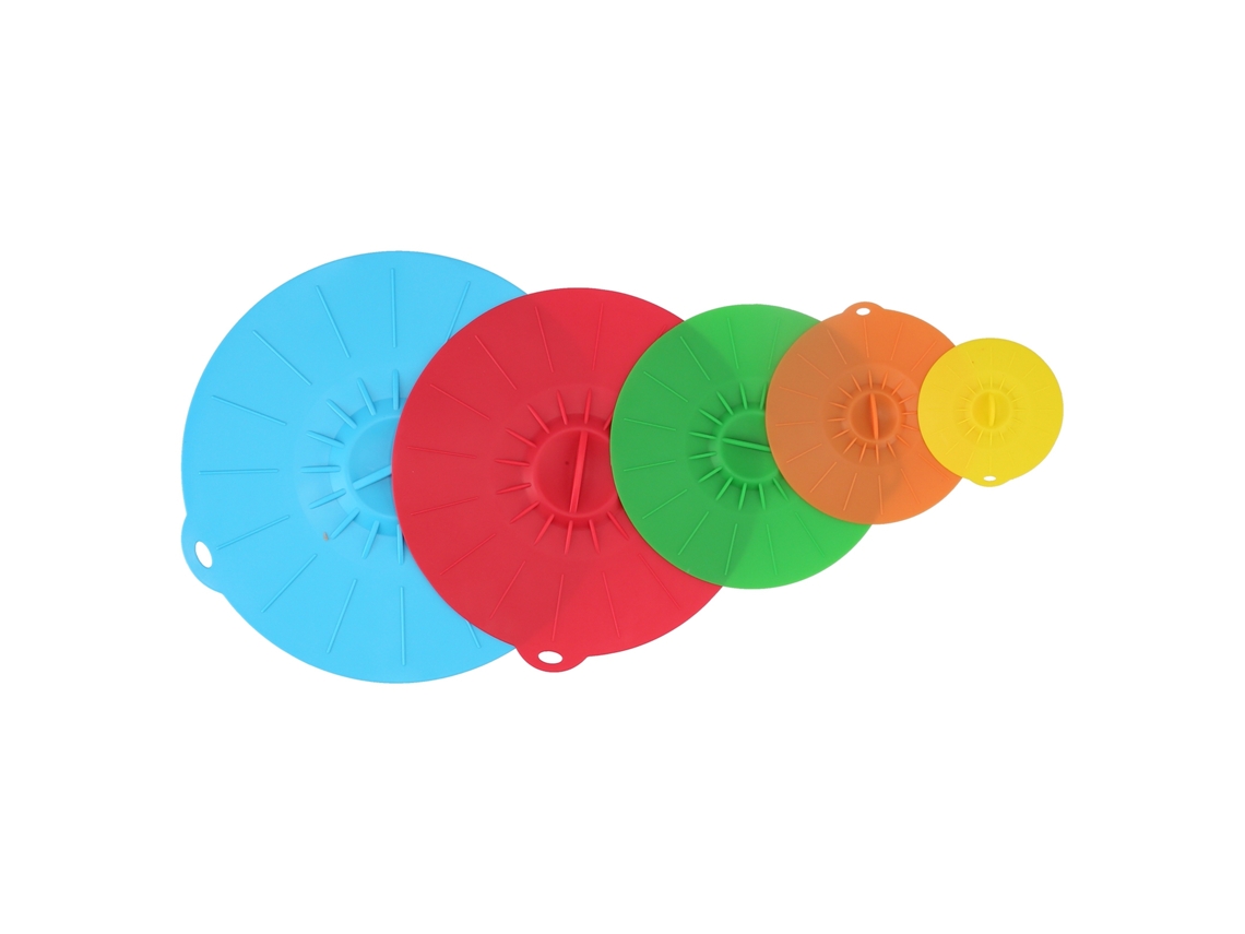 Nova Line 5pcs Tampa Silicone Selamento Vácuo Multifuncional para Panelas Tigelas Cozinha