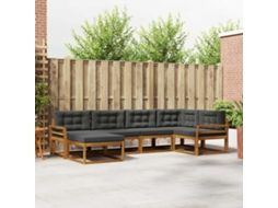 Vidaxl Conjunto De Sofás Para Exterior 6 Pcs Natural E Antracite