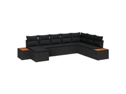 Vidaxl Conjunto De Sofá De Jardim 8 Unid. Preto Rattan Sintético