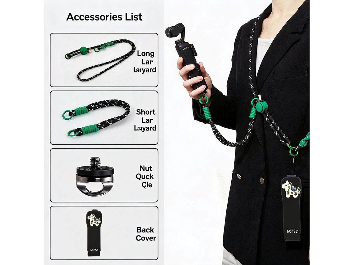 Capa Protetora Traseira para Dji Osmo Pocket 3 + Cordões de Segurança Longos e Curtos HENTEN HOME