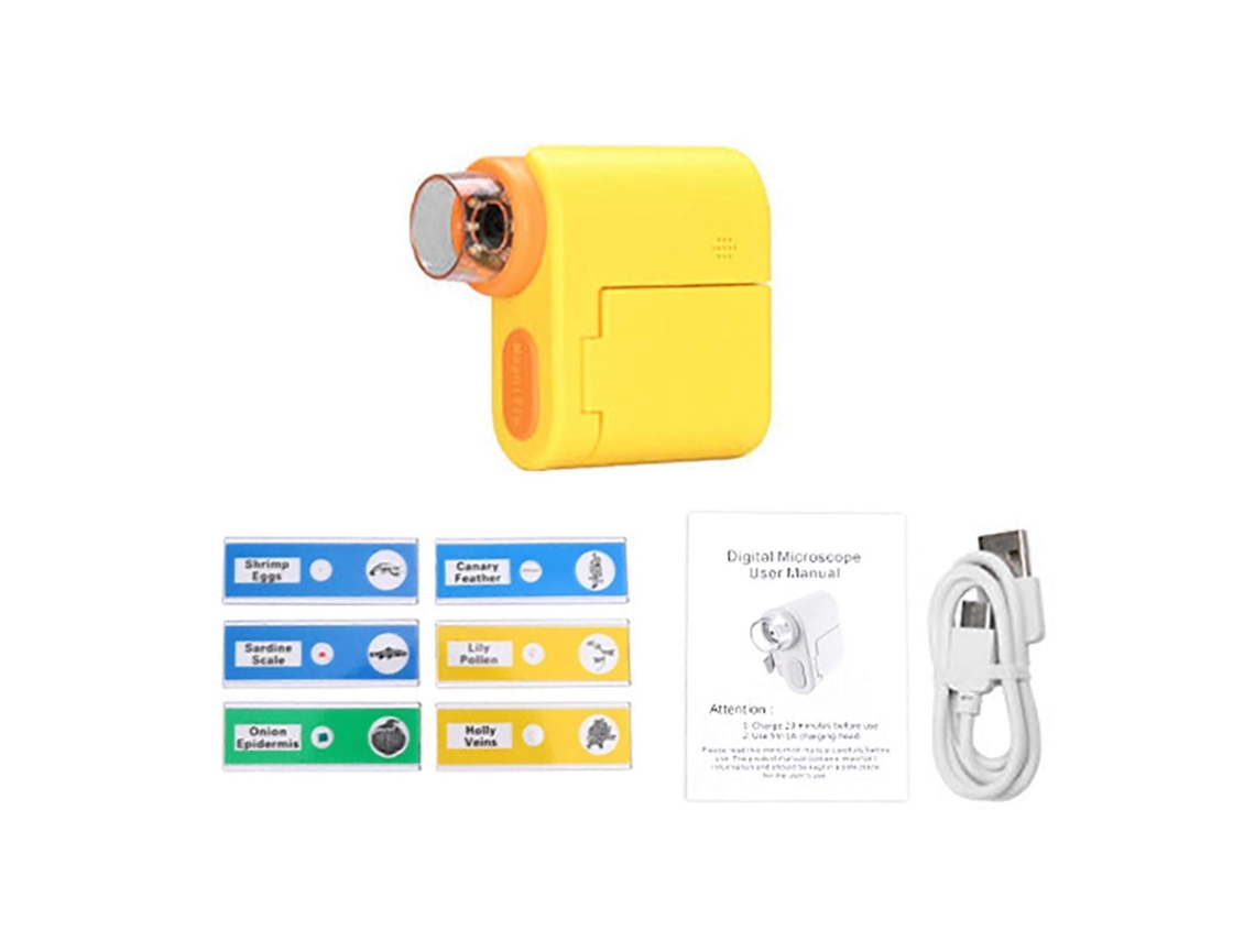 Microscópio Digital Portátil Para Crianças, Microscópio De Bolso Com Câmera, Tela De 2 Polegadas, Educativo, Científico, Presente De Natal, Amarelo.