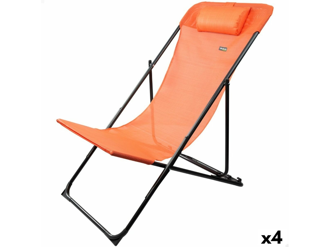 Espreguiçadeira Reclinável AKTIVE Laranja 53 X 87 X 78 Cm 4 Unidades
