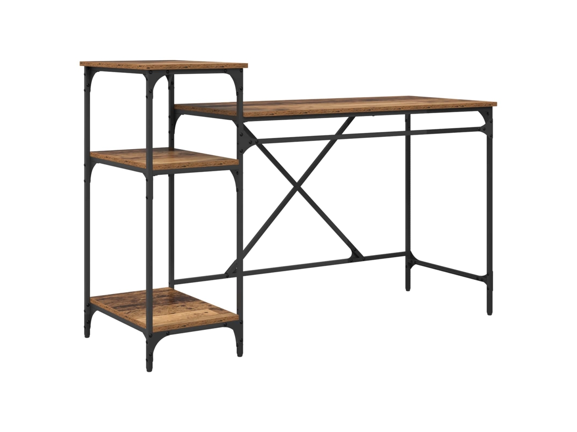 Conjunto 1 Escrivaninha Industrial Vidaxl Castanho Derivados De Madeira (135 X 50 X 90 Cm)