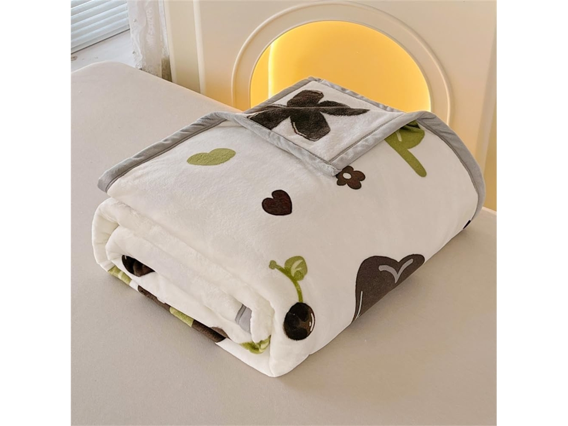 Manta de Flanela Lã com Estampa Floral Fansu Microfibra Macia e Quente para o Inverno Colcha Fofa Quarto Sofá