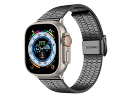 Bracelete para Apple Watch 46/49/45/44mm Aço Inoxidável com Fivela de 7 Contas Preto XIAOMOYU