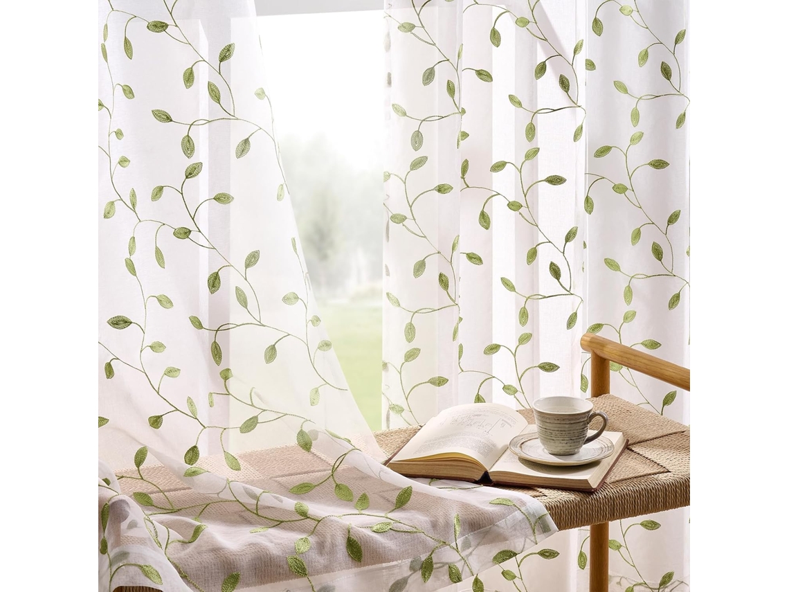 Two-leaf Embroidered Tulle Curtains, Suitable For Living Rooms, Bedrooms, And Balconies, Measuring 52x84 Inches.