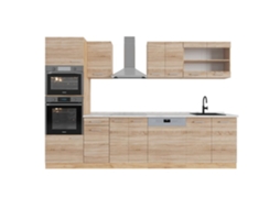 Cozinha R-Line, 300cm com armário alto, PT Mármore, Sonoma/Carvalho dourado VICCO