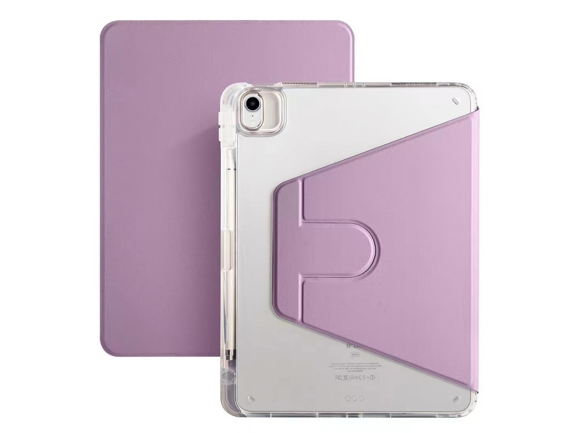 Capa Para Ipad 10.2 7/8/9 Polegadas Roxo Claro Alta Transparência Suporte Giratório Aquaforge