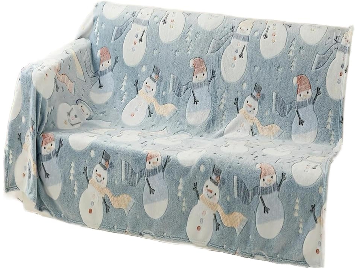 Manta de Natal com Boneco Neve Que Brilha no Escuro Syjym 1 Multifuncional Macia e Confortável para Cama Ou Es