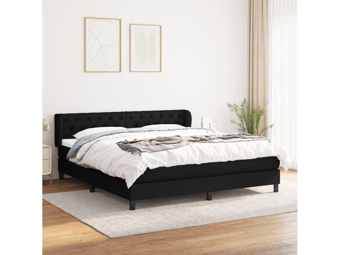 Vidaxl Cama Com Molas/colchão 160x200 Cm Tecido Preto