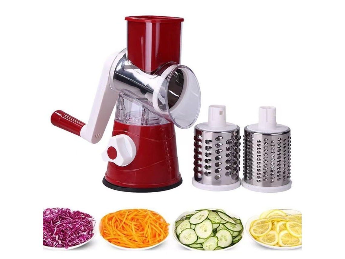 Ralador C/ Manivela 3 Tambores Inox Fatiar Legumes/queijo Sucção Forte Tommy01